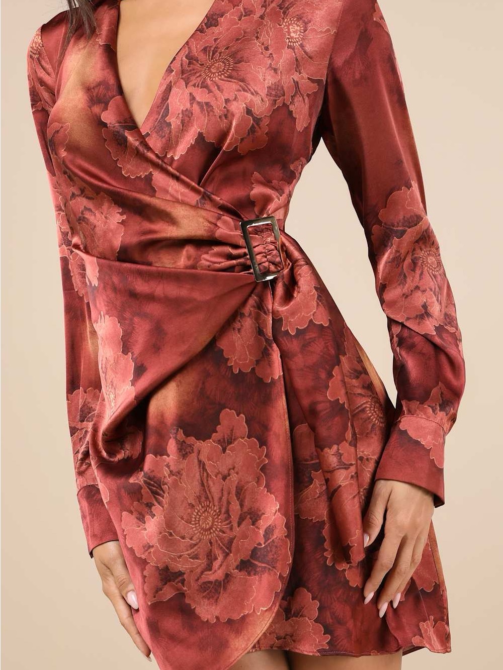 LULUS SATIN WRAP MINI - Picture 2 of 3